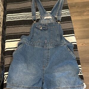 No Boundaries Classic Blue Denim Short Overalls sz XL